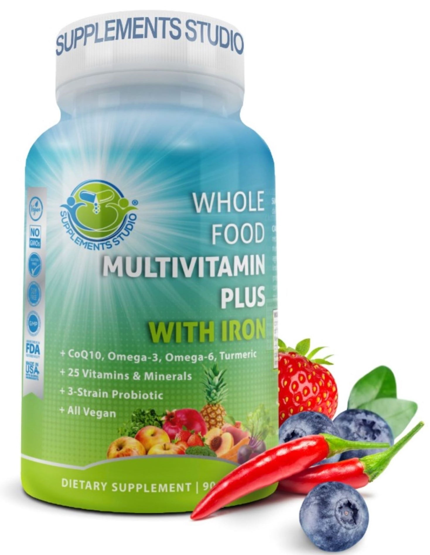Whole Food Multivitamin Plus for Men Women with Iron Vegan Organic Whole Food Multivitamin Plus for Men Women with Iron Vegan Organic
