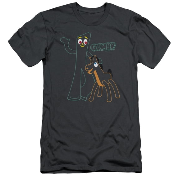 Gumby Outlines S/S Adult 30/1 T-Shirt Charcoal