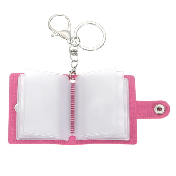 1 Pcs Personalized Leather Mini Photo Album Keychain with 10 Pictures, Red