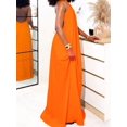 thumbnail image 2 of Orange Solid Color Halter Backless Maxi Dress For Beach Casual Vacation Style, 2 of 7