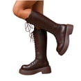 thumbnail image 7 of YTCAMLO Chunky Sole Women's Knee-High Boots Fashion Lace Up Mid Calf Boots with Side Zipper Round Toe Walking Motorcycle Boots, 7 of 7
