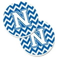 thumbnail image 1 of Letter N Chevron Bleu & Blanc Ensemble de 2 Porte-Gobelets sous-Verre de Voiture, 1 of 1