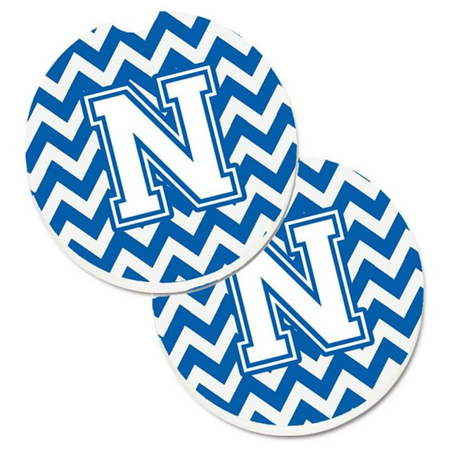 Letter N Chevron Bleu & Blanc Ensemble de 2 Porte-Gobelets sous-Verre de Voiture
