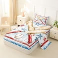 thumbnail image 2 of Castle Fairy Sport Baseball Bat Twin Sheets 3pcs, Vintage Stars Print Bedding, Red Blue White,1 Fitted Sheet, 1 Flat Sheet and 1 Pillowcase, 2 of 6