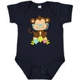 thumbnail image 3 of Inktastic Cute Monkey With Eyeglasses, Colorful Flowers Boys or Girls Baby Bodysuit, 3 of 5