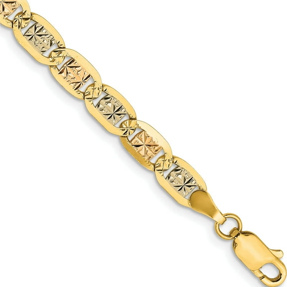14K Tri-Color 4.65mm Gold Pave Valentino Chain (7 X 4.65) pvl100-7