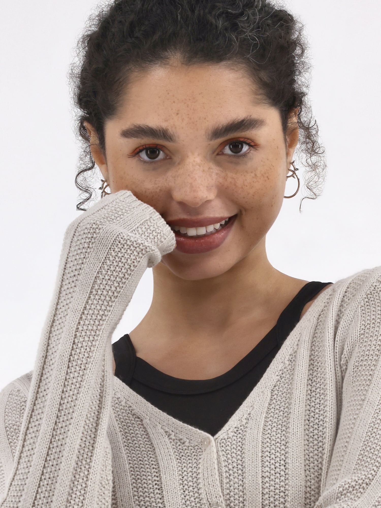 No Boundaries Textured Button Front Cardigan Sweater, Women's