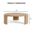thumbnail image 3 of Furniture of America Honora Modern Wood 42-inch Oval Coffee Table with Plinth Base, Oak, 3 of 11