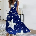 thumbnail image 2 of Ygbgbb Womens Independence Day Dresses Sleeveless Dresses Maxi Dress Flag Wrap V-Neck Pleated Waist Strap Flowy Casual B-Blue XXL, 2 of 5