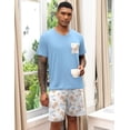 thumbnail image 5 of EKOUAER Mens Pajamas Set Soft Lounge Set V Neck Sleep Nightwear Short Sleeve Pjs with Pocket, 5 of 6
