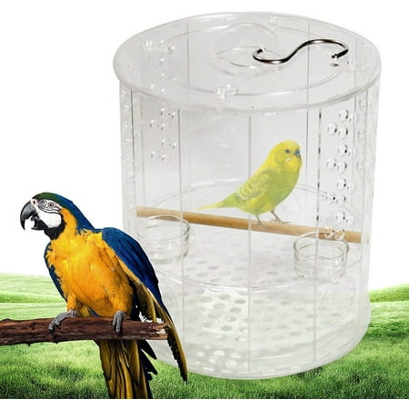 Miumaeov Clear Parrot Bird Cage with Stand & Water Bowls Acrylic Pet Cage