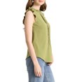 thumbnail image 6 of Allegra K Women Ruffled Mandarin Collar Sleeveless Pleated Work Blouse Pea Green XL, 6 of 7