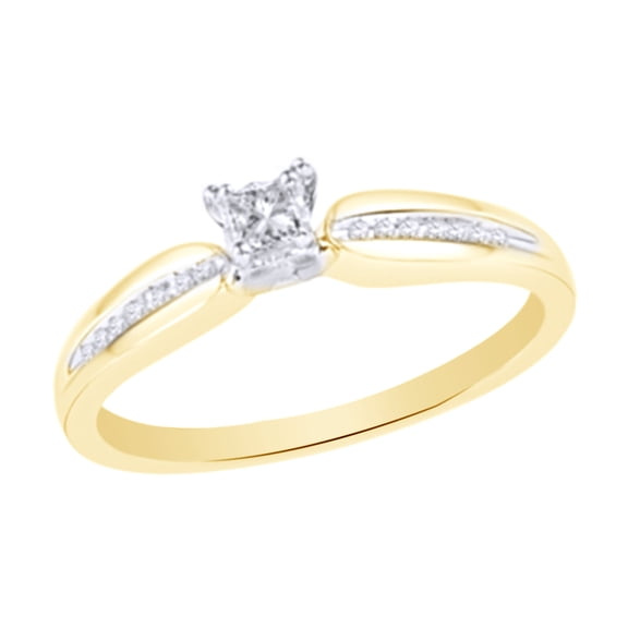 AFFY White Natural Diamond Promise Ring In 10k Yellow Gold (0.16 Cttw)