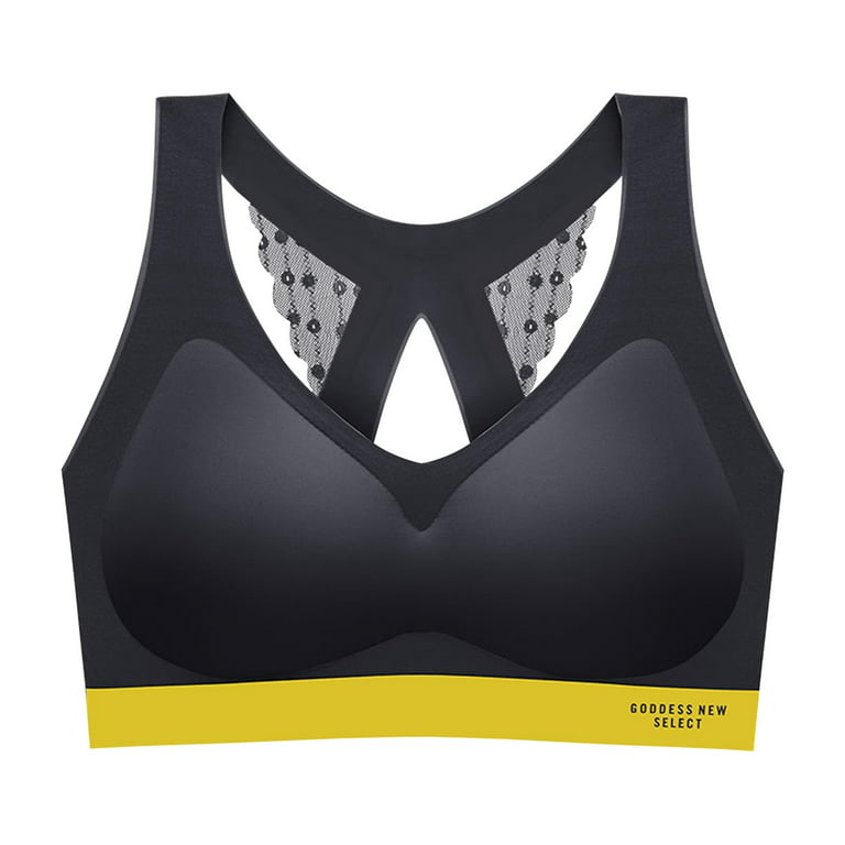 Underoutfit Bras for Women Wireless Push-Up Yoga Bra Solid Print Black Xxl