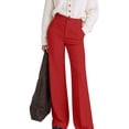thumbnail image 2 of Women Wide Leg Pants Summer High Waisted Business Casual Work Dress Pants Trousers Slacks Red XL, 2 of 9