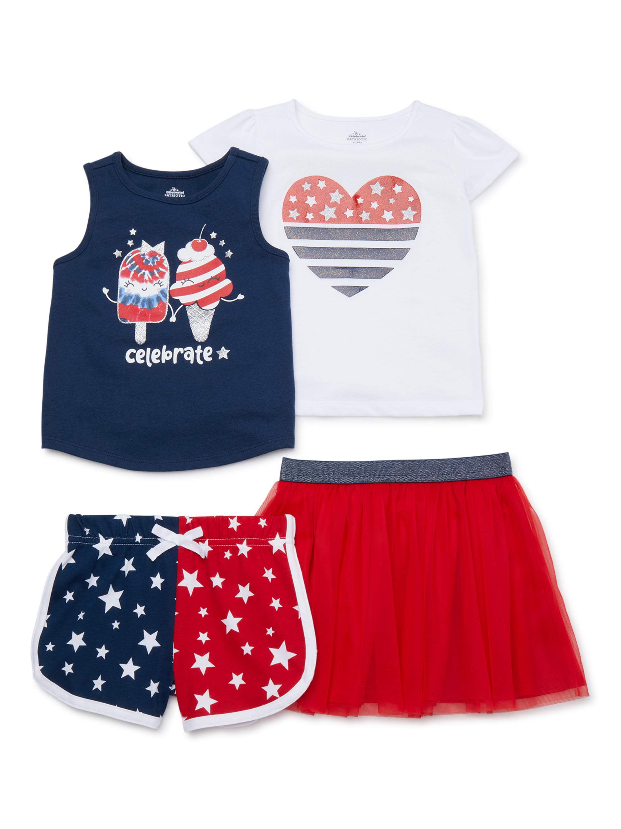 Rare Editions Baby//Toddler Girl/'s Fun Americana Top /& Short Set-Size-24M or 3T