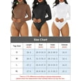 thumbnail image 2 of BadPiggies Women's Mock Turtleneck Bodysuit Jumpsuit Basic Long Sleeve Tops Stretchy Shapewear (M, Coffee), 2 of 4