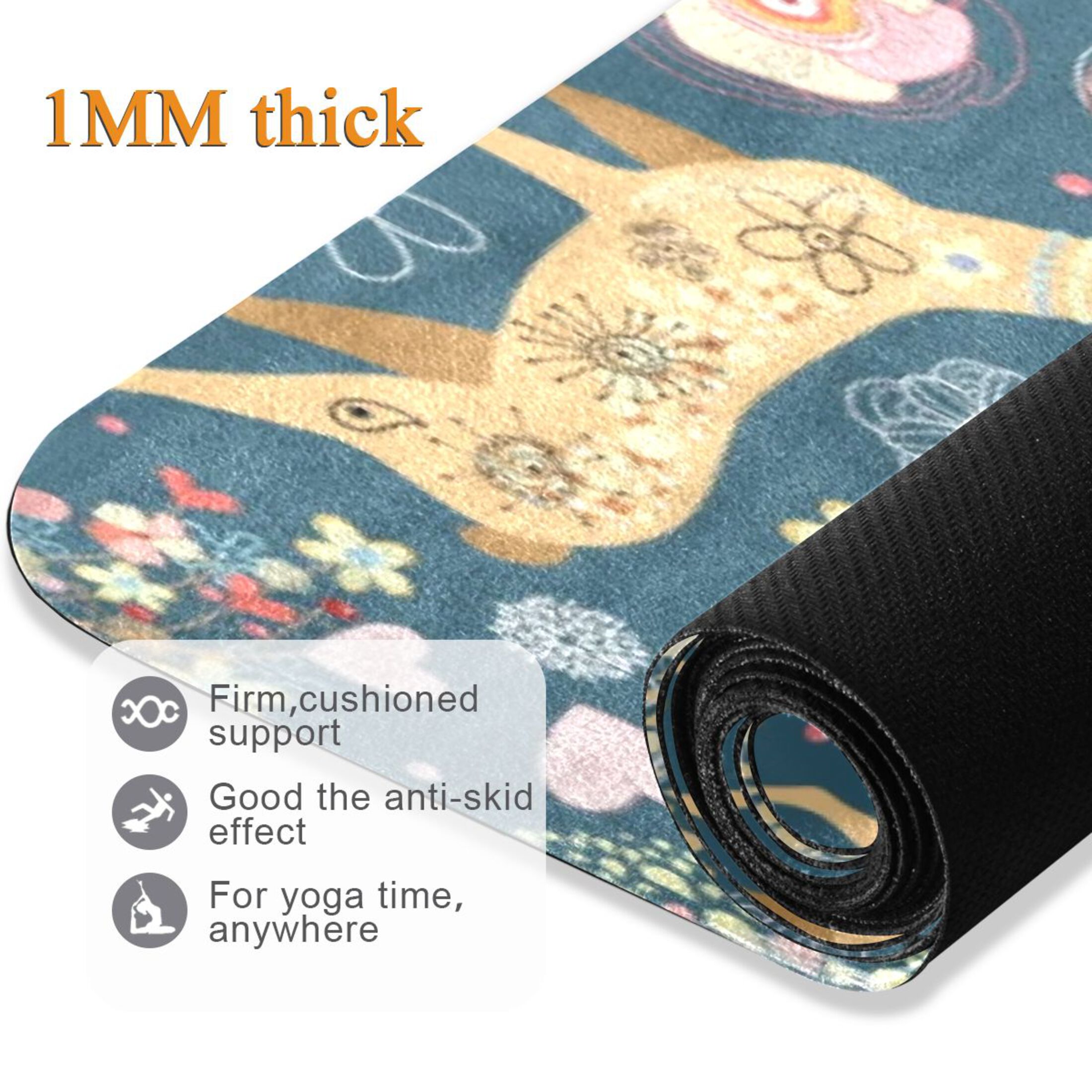BZSMCE Yoga Mat Women Fitness Mat Elegant Deer Floral Night Pattern