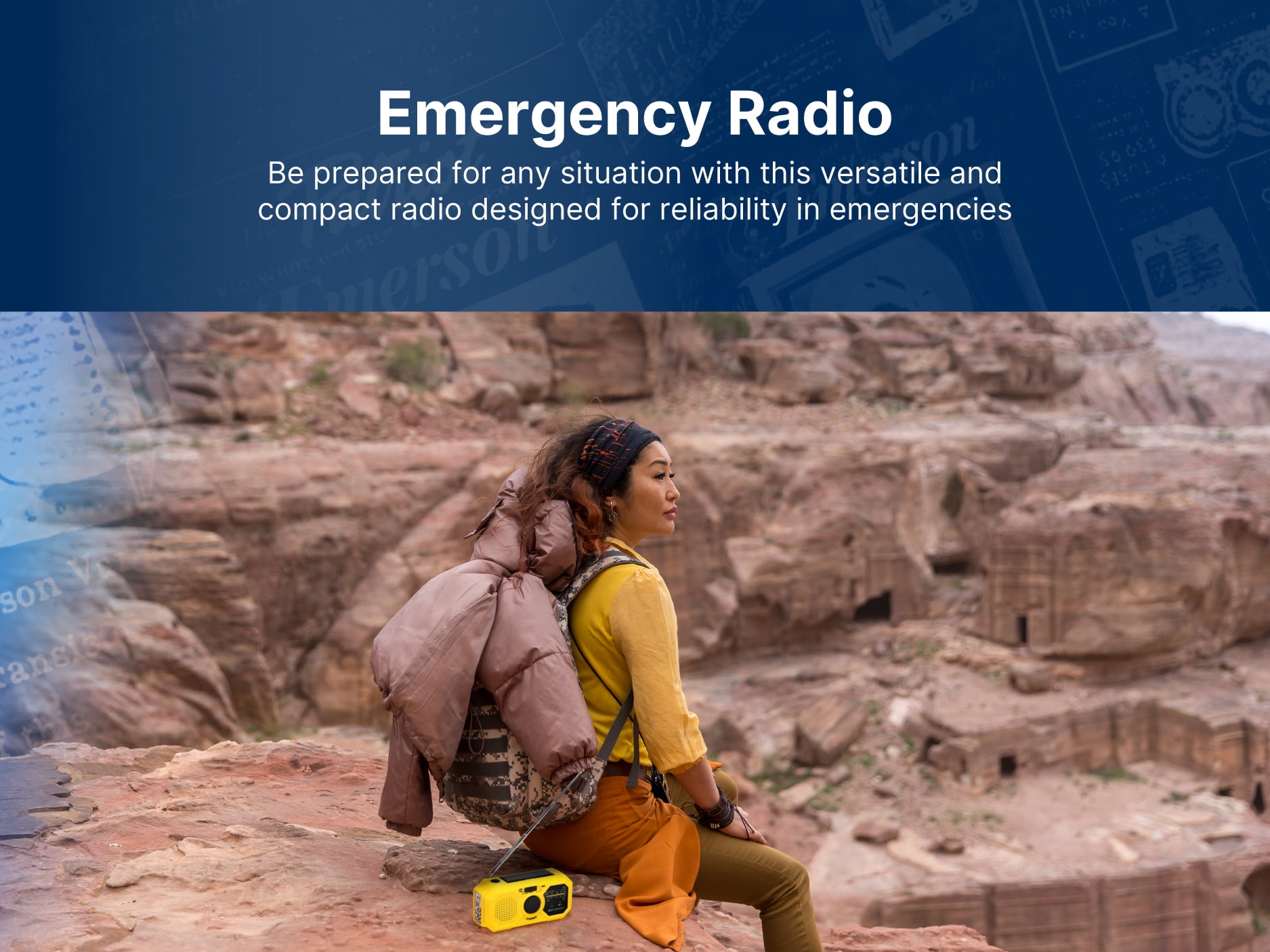 Emerson ER-7050 Emergency AM/FM Radio with Weather Band and Power Bank, Yellow
