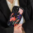 thumbnail image 2 of Funda de teléfono ondulada con pintura de flores retro, funda de silicona, fundas bonitas a prueba de golpes, piel sintética para iPhone 14 Plus 11 12 13 Pro Max zhangyuxiang LED, 2 of 2