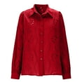 thumbnail image 5 of Ounisa Womens Blouses V Neck Eyelet Lapel Tops Sheer Long Sleeve Shirts Embroidered Blouses 2025 Fashion, 5 of 8