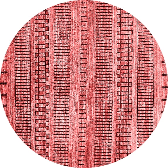 Ahgly Company Machine Washable Indoor Round Abstract Red Modern Area Rugs, 6' Round