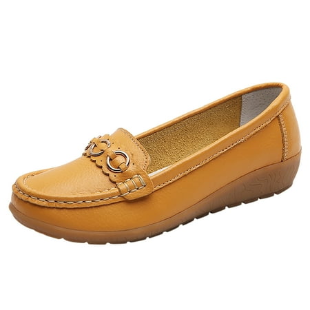 Omagie Women s Flats Shoes Dress Shoes Round Toe Ballet Flats Comfortable Crochet Lace Flats Low Heel(Yellow 7)