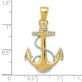 thumbnail image 2 of 14k Two-Tone Solid Textured Polished Gold Nautical Ship Mariner Anchor With Rope Pendant Necklace 32.5x19.5mm Pendant fo, 2 of 2