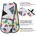 thumbnail image 2 of Yayeee Double Oven Mitt Kitchen Heat Resistant Baking 35" x7" Quilted Glove, Black Retro Pattern, 2 of 6