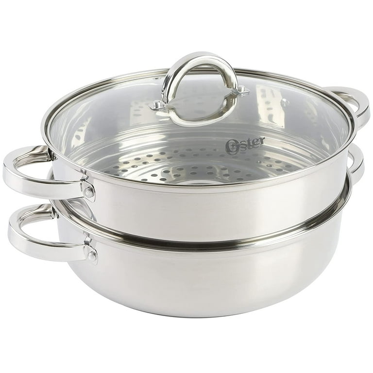 Oster Sangerfield 3-Piece 11-in. Stainless Steel Everyday Pan with Steamer and Lid