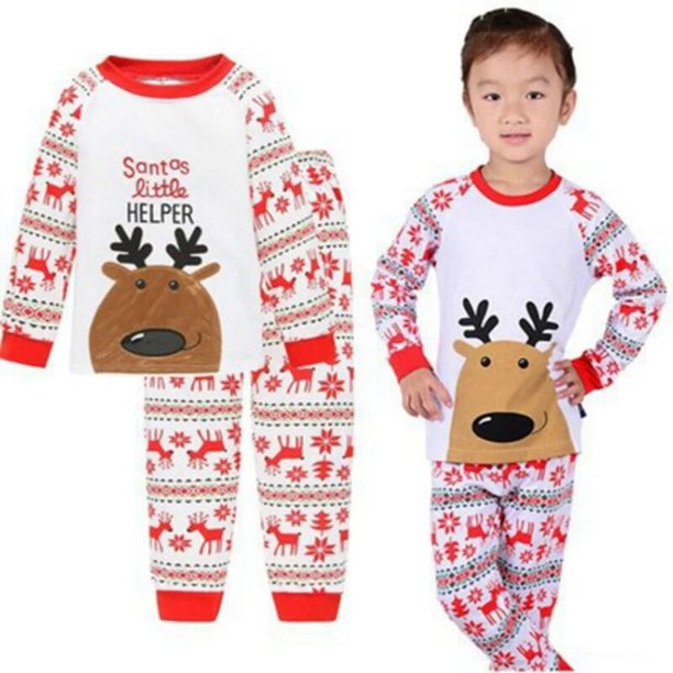 Conjunto de pijamas de Navidad para niños y niñas, ropa de dormir de manga larga para primavera