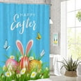 thumbnail image 2 of Easter Shower Curtain, Happy Easter Cute Bunny Rabbit Ear Spring Floral Colorful Eggs with Butterflies Bathroom Curtain Waterproof Fabric Machine Washable with Hooks, 72" Wx72 L, 2 of 6