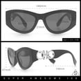 thumbnail image 3 of Womens Crop Mod Cat Eye Luxury Fashion Plastic Sunglasses All Black, 3 of 8