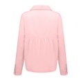 thumbnail image 5 of Womens Linen Button Down Shirts Loose Fit Long Sleeve Collared Blouse Casual V Neck Tops Outfits Pink XL, 5 of 5