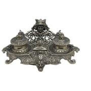 Zeckos 7 inch Diameter Pewter Finish Inkwell