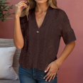 thumbnail image 2 of Fgnfyis Womens Cardigan Solid Casual Mid Sleeve Hollowed Out Knitted Cardigan Pure Color Top Brown L, 2 of 5