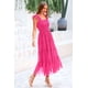 thumbnail image 5 of Vestido PRETTYGARDEN Midi Sin Mangas con Fruncido Rojo Rosa XL, 5 of 7