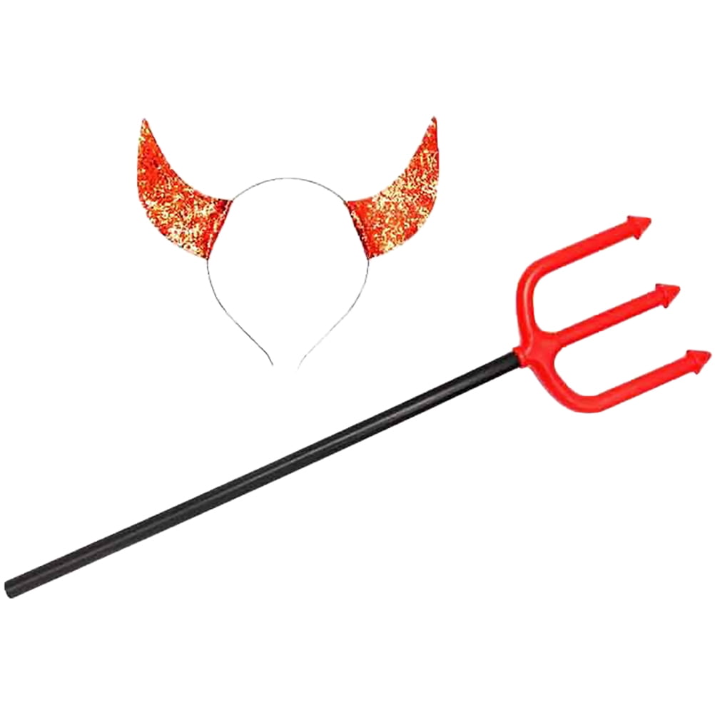 NUOLUX 1 Set Halloween Devil Cosplay Costume Devil Horn Headband Devil Tridents Prop