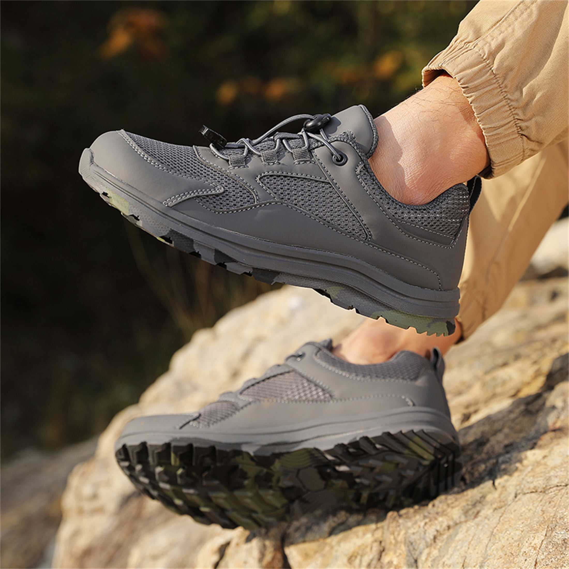 YOURDIARY Mens Lightweight Hiking Shoes Breathable Non-Slip Outdoor Trekking Shoes