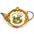 thumbnail image 1 of Tea Bag Coaster Scottish Thistle TeaBag Holder Teapot Shaped Resting Caddy Saucer New Bone China Width 15cm, 1 of 2