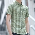 thumbnail image 4 of Camisa y blusa de hombre de negocios a cuadros con bolsillo, manga corta, elegante, de lujo, de alta calidad, original, nueva en ropa, 4 of 5