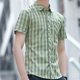 thumbnail image 4 of Camisa y blusa de hombre de negocios a cuadros con bolsillo, manga corta, elegante, de lujo, de alta calidad, original, nueva en ropa, 4 of 5