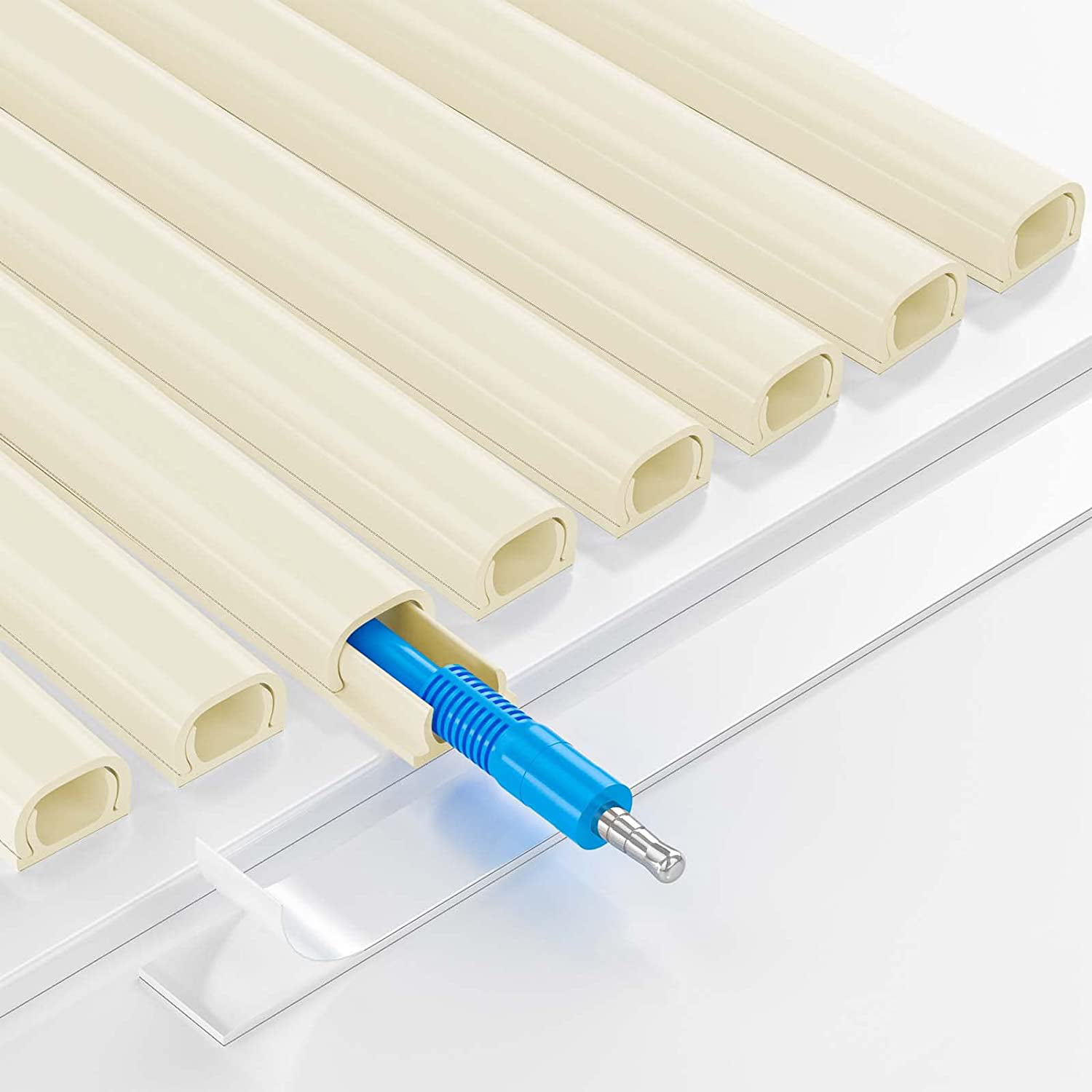 125in Cord Hider/Cover Wall - Yecaye One-Cord Channel Cable Concealer -  Easy Install Cable Management System for Max 2 Small Wires, Cable Raceway  Home Office, 8X L15.7in W0.59in H0.4in, White 