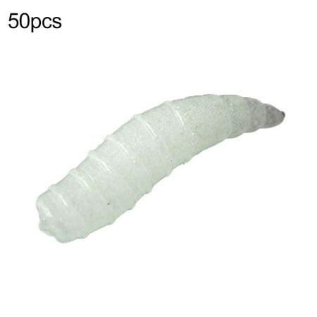 1.6cm Sea Night Glow Pesca 50pcs Fishing Lure Maggot Grub Soft Baits Worms Noctilucent Luminous H11759|26501 Fishing gear