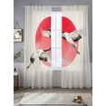 thumbnail image 3 of Vintage Birds Red Sun Sheer Curtains 84 Inches Long 2 Panels Set, Window Sheer Curtains for Living Room/Bedroom, Retro Art Animals Light Filtering Rod Pocket Curtain 52''x84''x2, 3 of 8