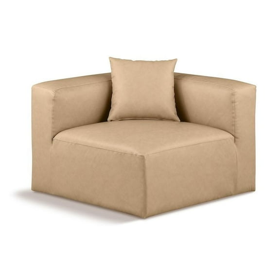 Meridian Furniture Cube Tan Vegan Leather Corner Chair