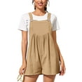 thumbnail image 1 of Sexy Dance Ladies Romper Suspender Jumpsuits Adjustable Strap Bib Overalls Comfy Trousers Button Light Brown S, 1 of 6
