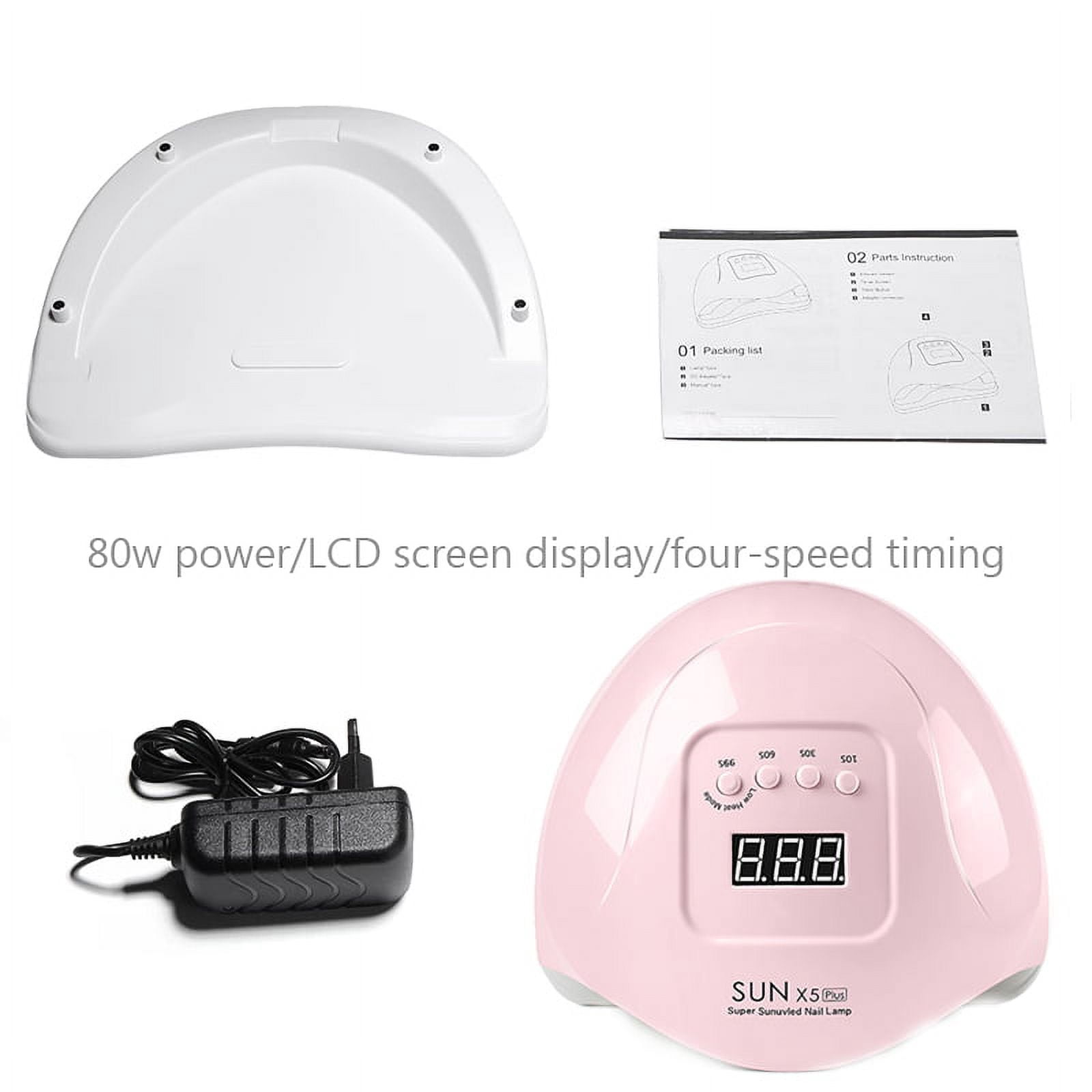 UV LED Nail Lamp,Nail Dryer LED UV Nail Light for Gels Polishes with Sensor 4 Timer FZFLZDH 80W SUN5 （Pink）