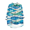 thumbnail image 2 of YueHuiYing Women's Reversible Shirt Solid Color Lapel Loose Button Pullover Long-Sleeved Sweater Ocean World Graffiti Shirt, 2 of 5