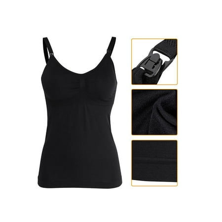Nursing Bra Tank Slim Breastfeeding Tank Top with Built-in Nursing Bra Maternity Vest Undershirt, Nursing Tank Top ()